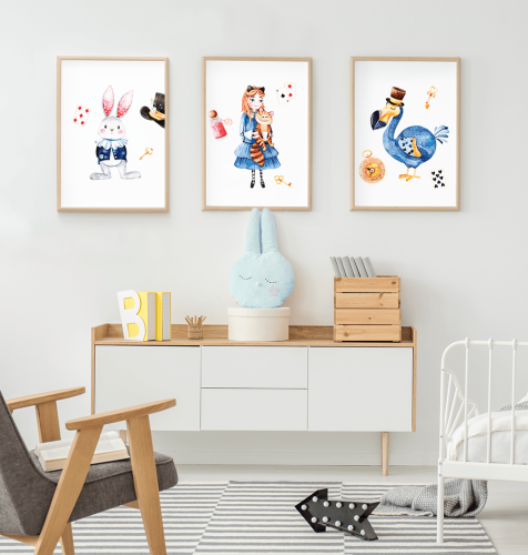 Plakaty Kraina czarów, niebieskie plakaty, plakaty dla dziewczynki