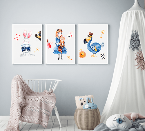 Zestaw Plakaty Kraina czarów Alicja Królik Wallie Studio Dekoracji