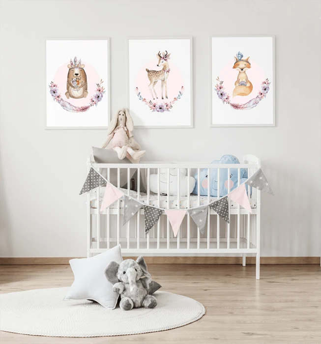 Plakaty Leśne zwierzęta w lesie lasu Wallie Studio Dekoracji