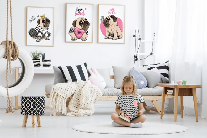 Zestaw Plakaty Mops Pies Piesek Hello Dog Wallie Studio Dekoracji