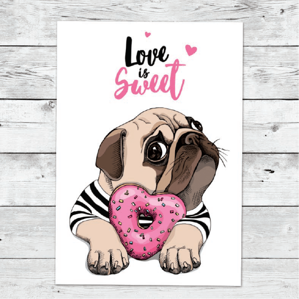 Zestaw Plakaty Mops Pies Piesek Hello Dog Wallie Studio Dekoracji