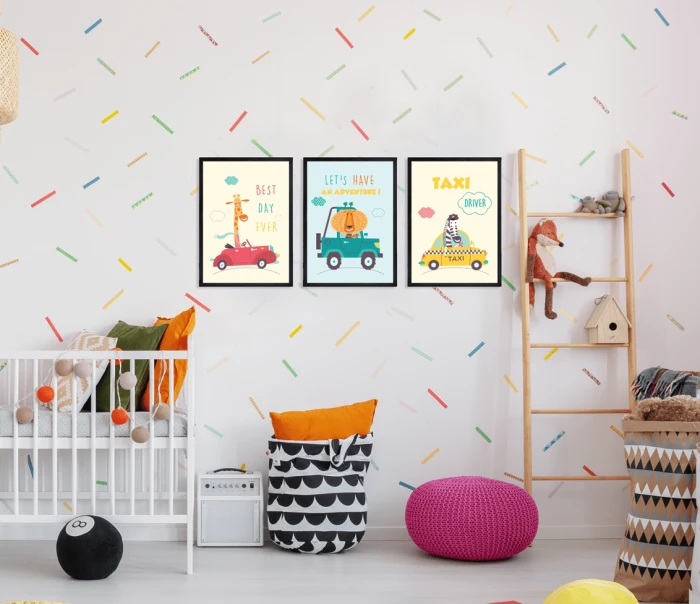 Zestaw Plakaty Autka Samochody Zwierzęta Dla Dzieci Wallie Studio Dekoracji