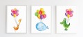 Zestaw Plakaty Dla Dzieci Zwierzaki Zwierzęta Cudaki Balony Lot Żyrafa Krokodyl Wallie Studio Dekoracji