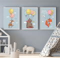 Zestaw Plakaty Dla Dzieci Zwierzaki Zwierzęta Fiku Miku Balony Lot Wallie Studio Dekoracji