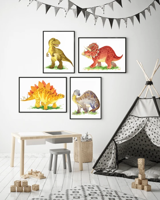 Zestaw Plakaty dla chłopca Dinozaury Dinopark Wallie Studio Dekoracji