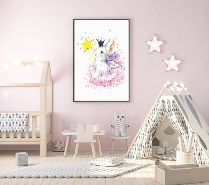 Plakat Królik Króliczek Wróżka Magia Różdżka Korona Wallie Studio Dekoracji