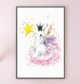 Plakat Królik Króliczek Wróżka Magia Różdżka Korona Wallie Studio Dekoracji