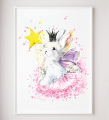 Plakat Królik Króliczek Wróżka Magia Różdżka Korona Wallie Studio Dekoracji