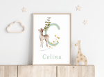 Plakat z literą i imieniem dziecka C