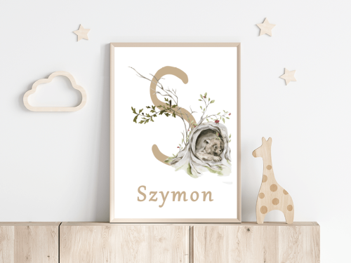Plakat z literą i imieniem dziecka S