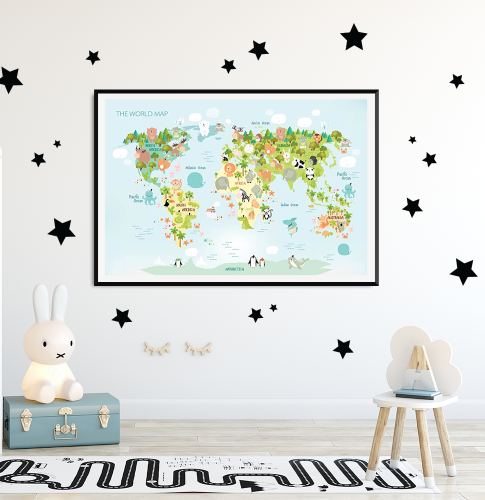 Plakat Mapa świata zwierzęta Wallie Studio Dekoracji