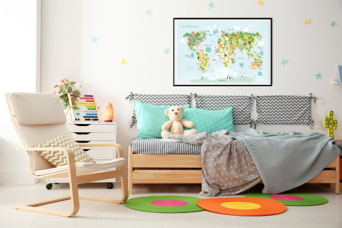 Plakat Mapa świata zwierzęta Wallie Studio Dekoracji