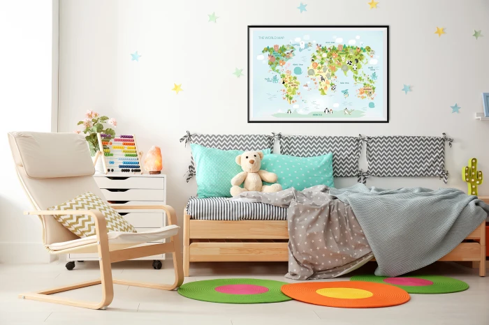 Plakat Mapa świata zwierzęta Wallie Studio Dekoracji