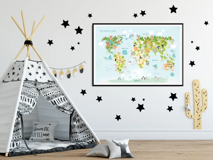 Plakat Mapa świata zwierzęta Wallie Studio Dekoracji