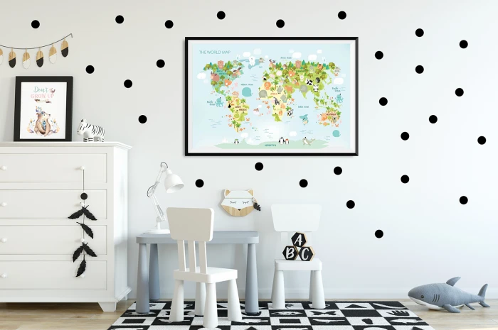Plakat Mapa świata zwierzęta Wallie Studio Dekoracji