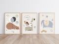 Zestaw 3 plakatów dziecięcych ze zwierzętami z lasu i sawanny. Idealna dekoracja do pokoju malucha w stylu naturalnym lub boho.