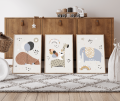 Dekoracja ścienna dla dzieci z motywem natury. Plakaty w ciepłych barwach pasują do pokoju chłopca i dziewczynki.