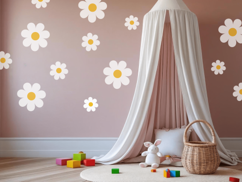 Kwiatowe naklejki na ścianę – stokrotki do dziecięcego pokoju. 16 sztuk, szybki montaż, przyjazne wnętrzom w stylu skandynawskim i boho-min.png