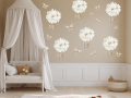 Delikatne naklejki na ścianę z białymi stokrotkami w formie balonów i motylkami. Dekoracja dziecięcego pokoju na szablonie 50x100 cm.-min.png