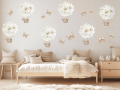 Subtelne naklejki do pokoju dziecka – białe stokrotki jako balony i motylki. Idealne na gładkie ściany, szablon 50x100 cm.-min.png