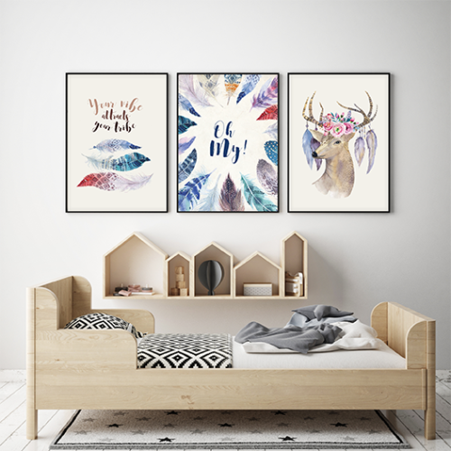 Plakaty Tryptyk Piórka Pióro Wallie Studio Dekoracji