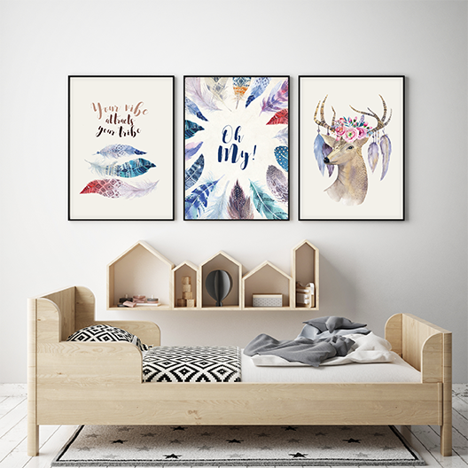Plakaty Tryptyk Piórka Pióro Wallie Studio Dekoracji