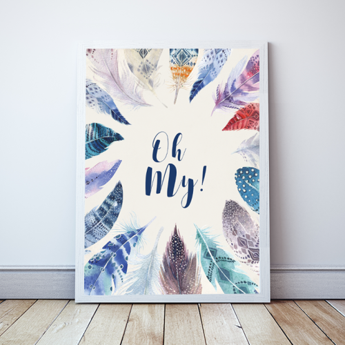 Plakat Boho Piórka Pióra Wallie Studio Dekoracji
