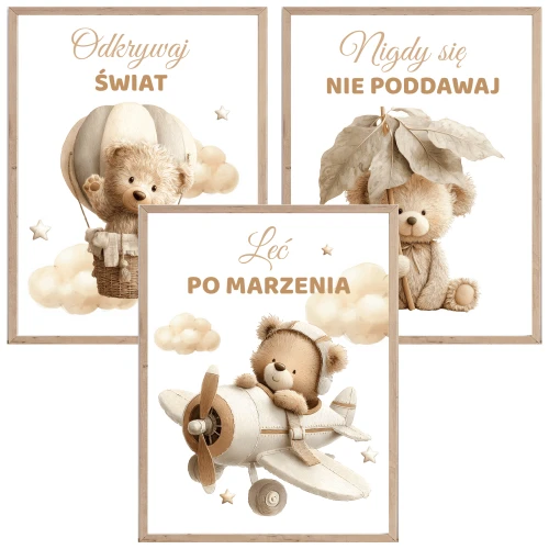 Plakaty dla dzieci Motywacyjne, Plakaty do pokoju chłopca Misie 