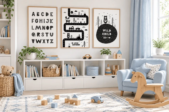 Skandynawski kącik zabaw z plakatami.png