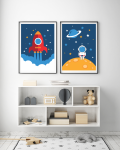 Plakaty Kosmos, astronauta i rakieta