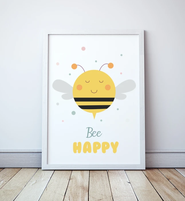 Plakat Bee Happy pszczoła Wallie Studio Dekoracji