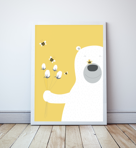 Plakat Bee Happy pszczoła miś Wallie Studio Dekoracji