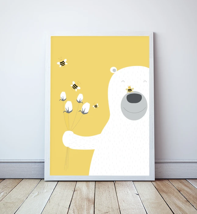 Plakat Bee Happy pszczoła miś Wallie Studio Dekoracji
