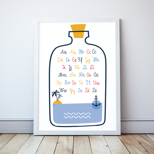 Plakat Polski alfabet w stylu marynarskim