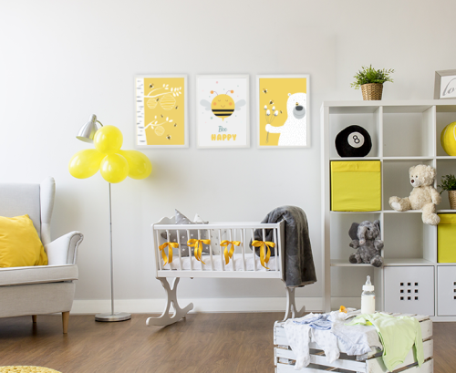 Plakaty skandynawskie Bee Happy Miś Pszczółki Wallie Studio Dekoracji