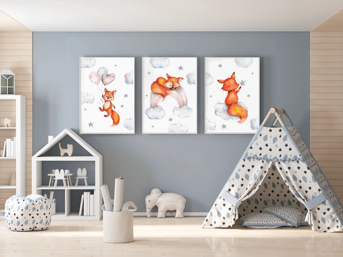 Zestaw Plakatów z Liskiem Plakaty Pokój Dziecka Lis Wallie Studio Dekoracji