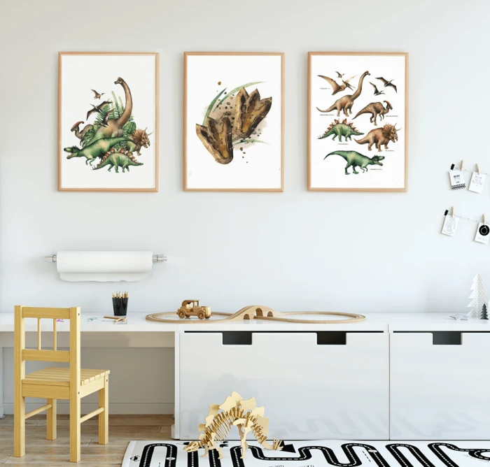 Plakaty Dinozaury Dino Zestaw Pokój Dziecka Chłopca Wallie Studio Dekoracji