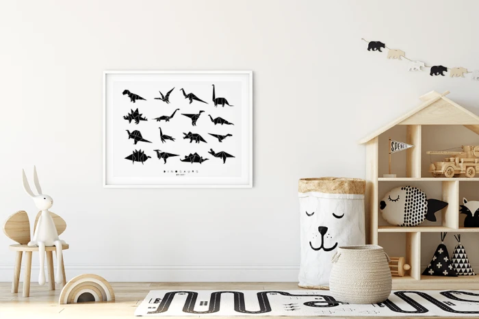 Plakat Origami Dinozaury Pokój Dziecka Wallie Studio Dekoracji