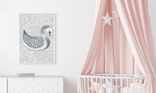 Plakat Łabędź Swan Zwierzątka Pokój Dziecka Wallie Studio Dekoracji