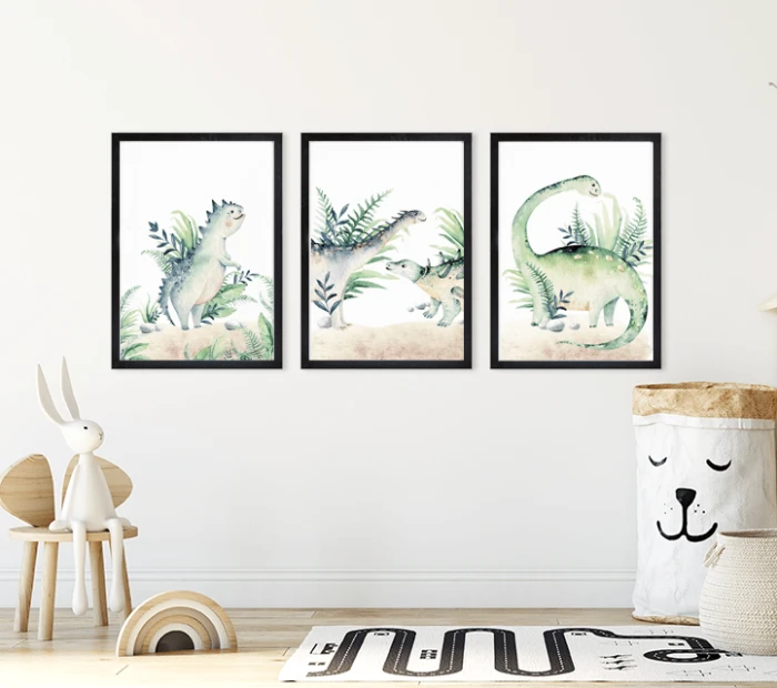 Plakaty Dinozaury Dino Zwierzęta Zestaw Pokój Dziecka Wallie Studio Dekoracji