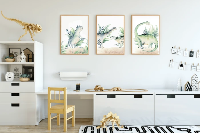 Plakaty Dinozaury Dino Zwierzęta Zestaw Pokój Dziecka Wallie Studio Dekoracji