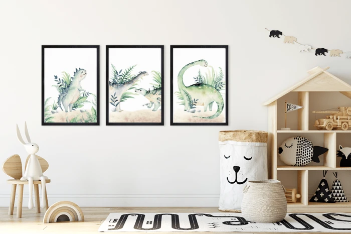 Plakaty Dinozaury Dino Zwierzęta Zestaw Pokój Dziecka Wallie Studio Dekoracji