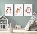 plakaty zestaw las leśne zwierzęta jeż jelonek sowa wallie studio dekoracji