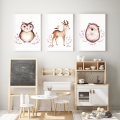 plakaty zestaw las leśne zwierzęta jeż jelonek sowa wallie studio dekoracji