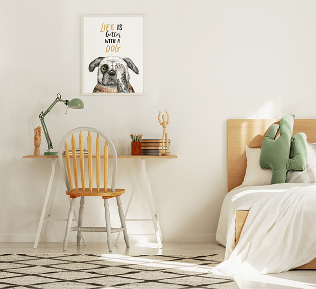 Plakat Pies Mops Life is better dog Wallie Studio Dekoracji