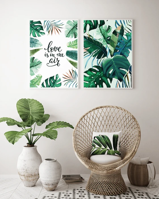 Plakat z motywami roślinnymi motyw roślinny botaniczny love is in the air Wallie Studio Dekoracji