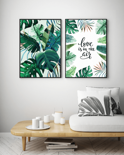 Plakat z motywami roślinnymi motyw roślinny botaniczny love is in the air Wallie Studio Dekoracji