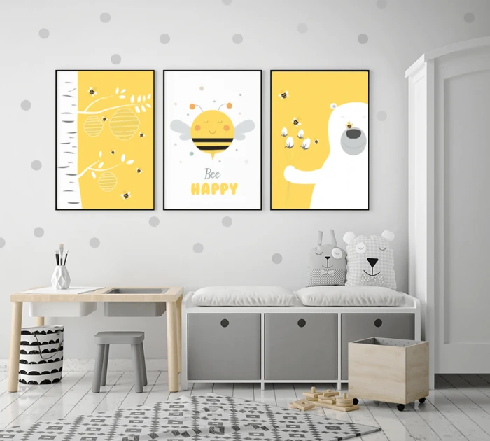 Naklejki na ścianę szare kropki groszki Wallie Studio Dekoracji
