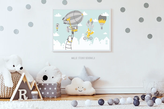 Naklejki na ścianę szare kropki groszki Wallie Studio Dekoracji