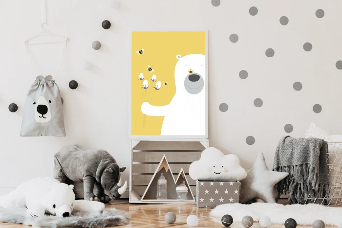 Naklejki na ścianę szare kropki groszki Wallie Studio Dekoracji